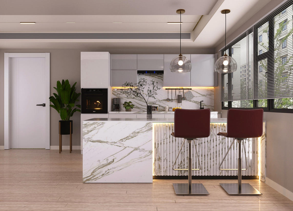 KÜCHENZEILE 300 cm Glanzia – KU-S02 – Weiß / Grau – Hochglanz - Weiß Hochglanz, Holzwerkstoff (300/212/58cm)