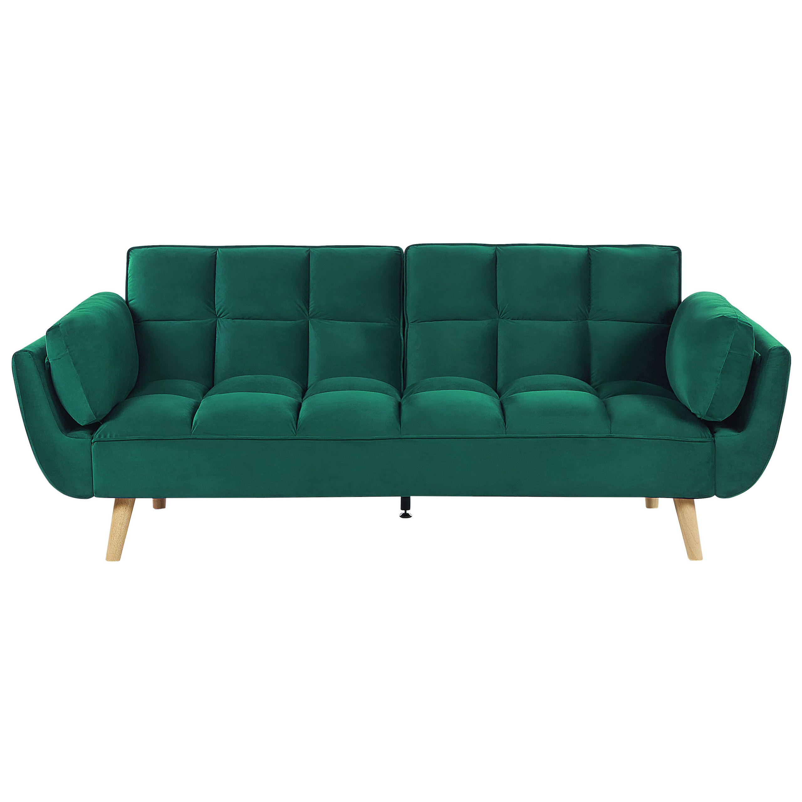 3-SITZER-SCHLAFSOFA Samtstoff Grün Asby - Grün, Textil (218/82/83cm) - Beliani