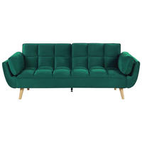 3-SITZER-SCHLAFSOFA Samtstoff Grün Asby - Grün, Textil (218/82/83cm) - Beliani