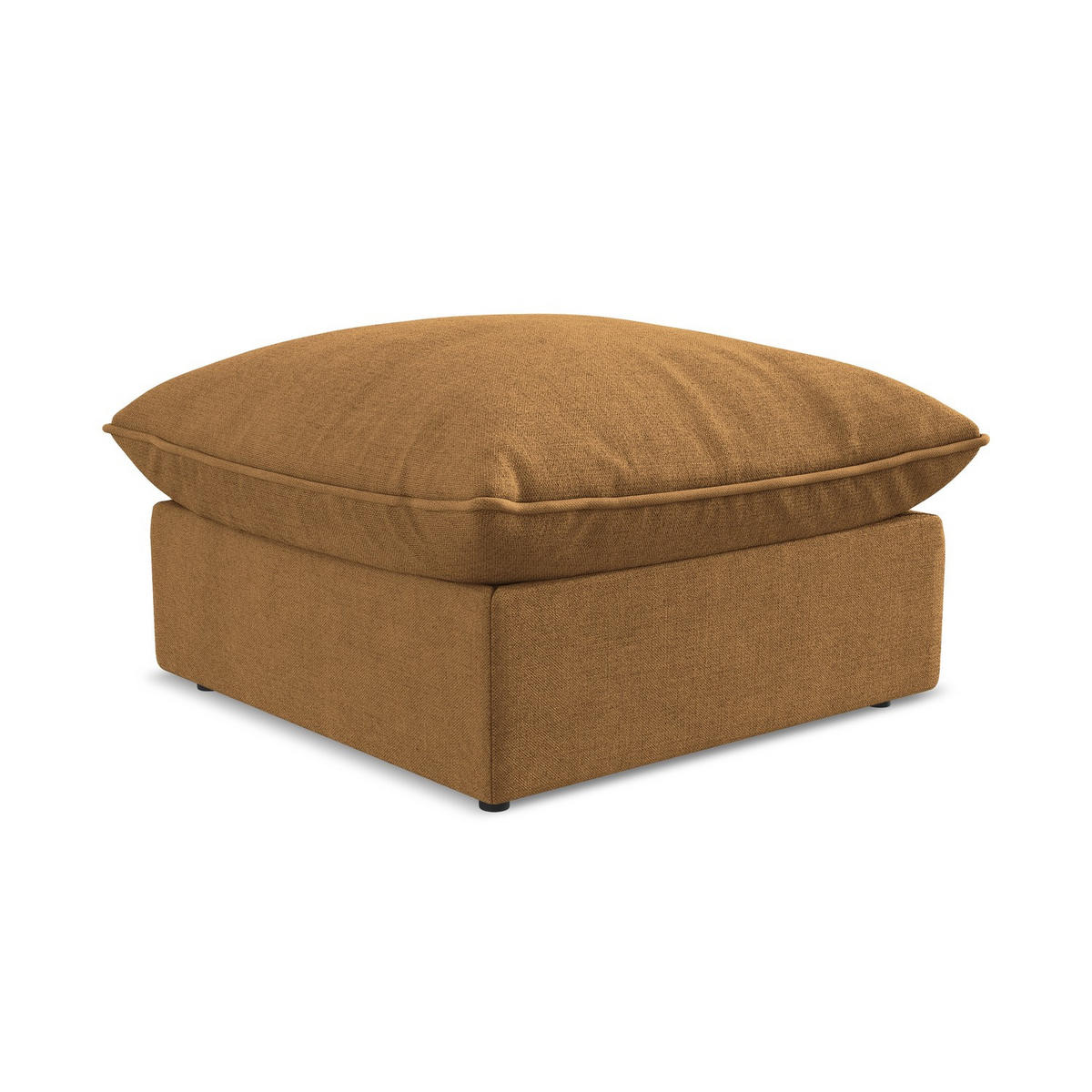 POUF Strukturstoff Orange - Terracotta/Schwarz, Holzwerkstoff/Kunststoff (75/45/75cm) - LaMiaSofa