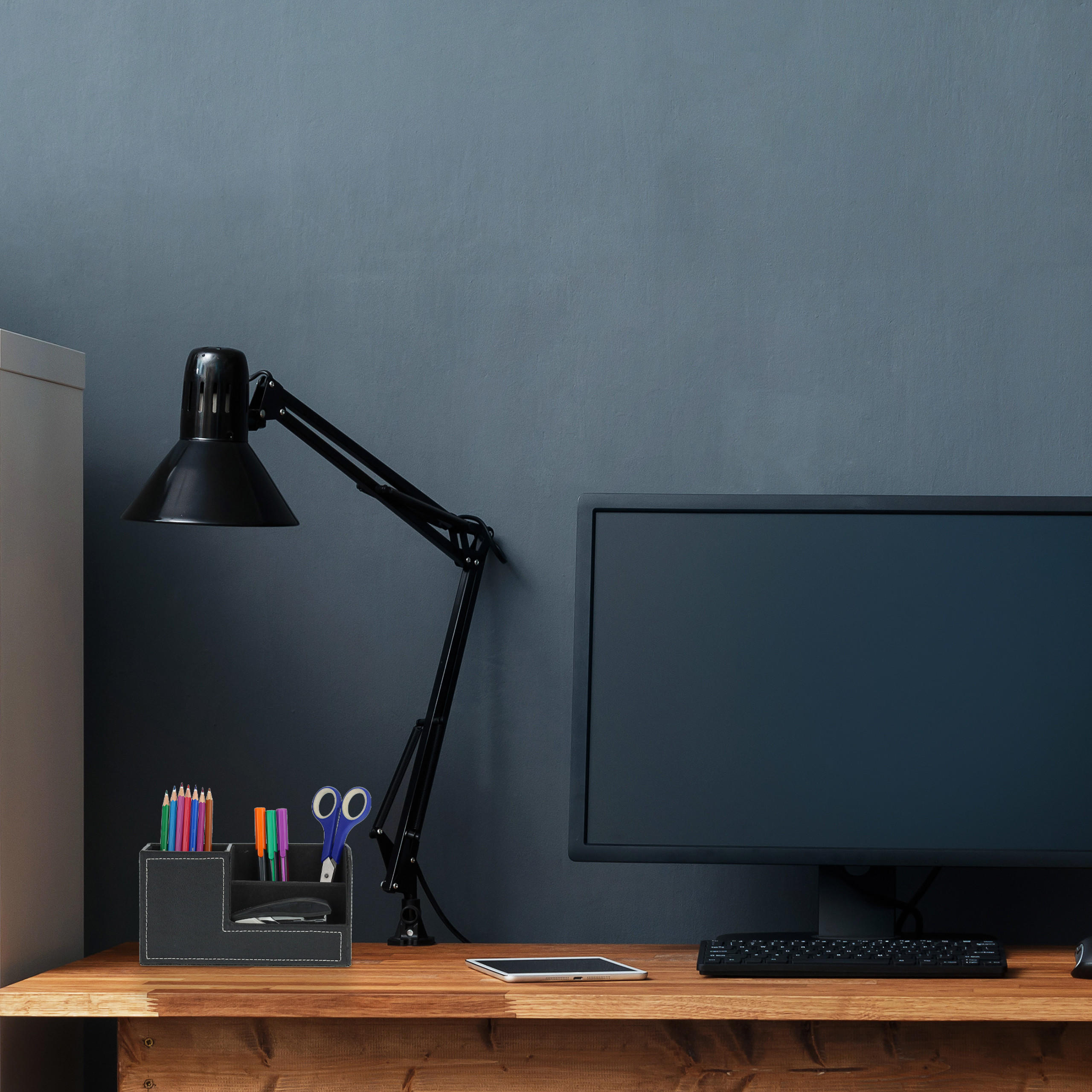 SCHREIBTISCH-ORGANIZER - Schwarz, Holzwerkstoff/Kunststoff (9.5/20/11cm) - Relaxdays