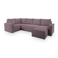 WOHNLANDSCHAFT NORENA L-S Lila Kordstoff mit Schlaffunktion - Lila, Holz (295/85/157.5cm) - MASSENO