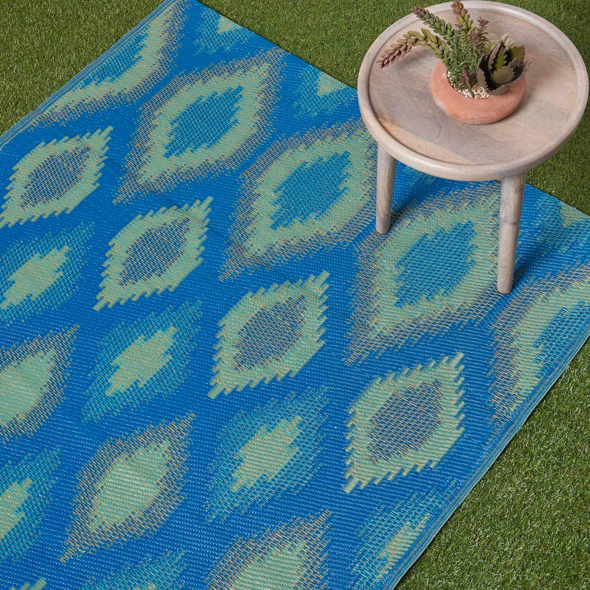 OUTDOORTEPPICH Amber mit Ethno-Muster 120/180 cm - Blau, Kunststoff (120/180cm) - Homescapes