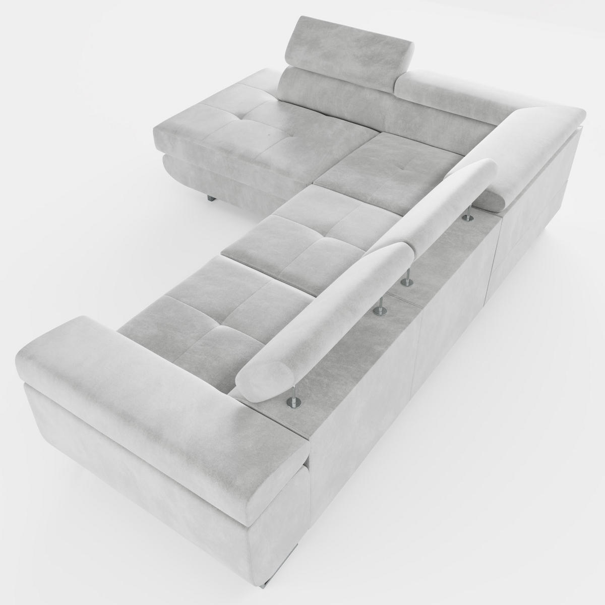 ECKSOFA VEMO EDGE Links Hellrosa Velour-Stoff mit Bettkasten und Schlaffunktion - Pink, Textil (200/270cm) - Barchello