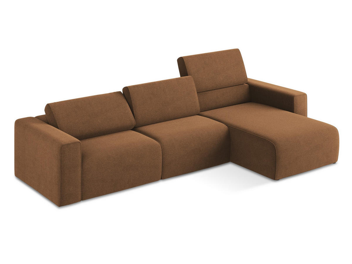 ECKSOFA Links Strukturstoff Stoff Orange - Beige/Terracotta, Kunststoff/Textil (314/167cm) - Makamii
