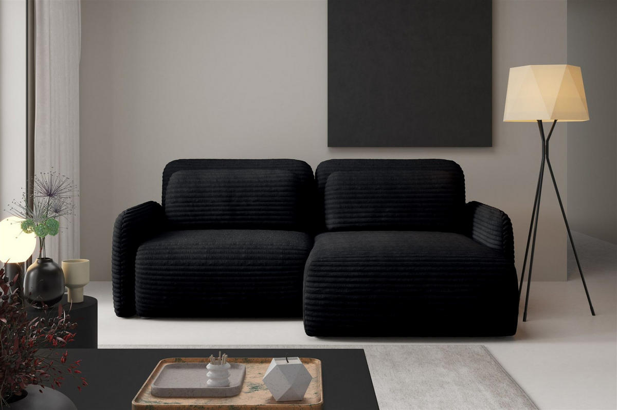 ECKSOFA Simone Mit Schlaffunktion - Schwarz, Holzwerkstoff/Textil (165/240cm) - Fun Möbel
