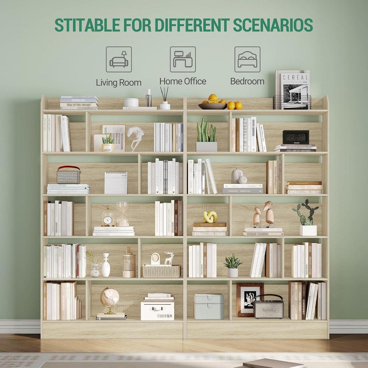 BÜCHERREGAL 6 Fächer Eichenbeige 100 x 170 cm - Beige, Holzwerkstoff (100/170/24cm)