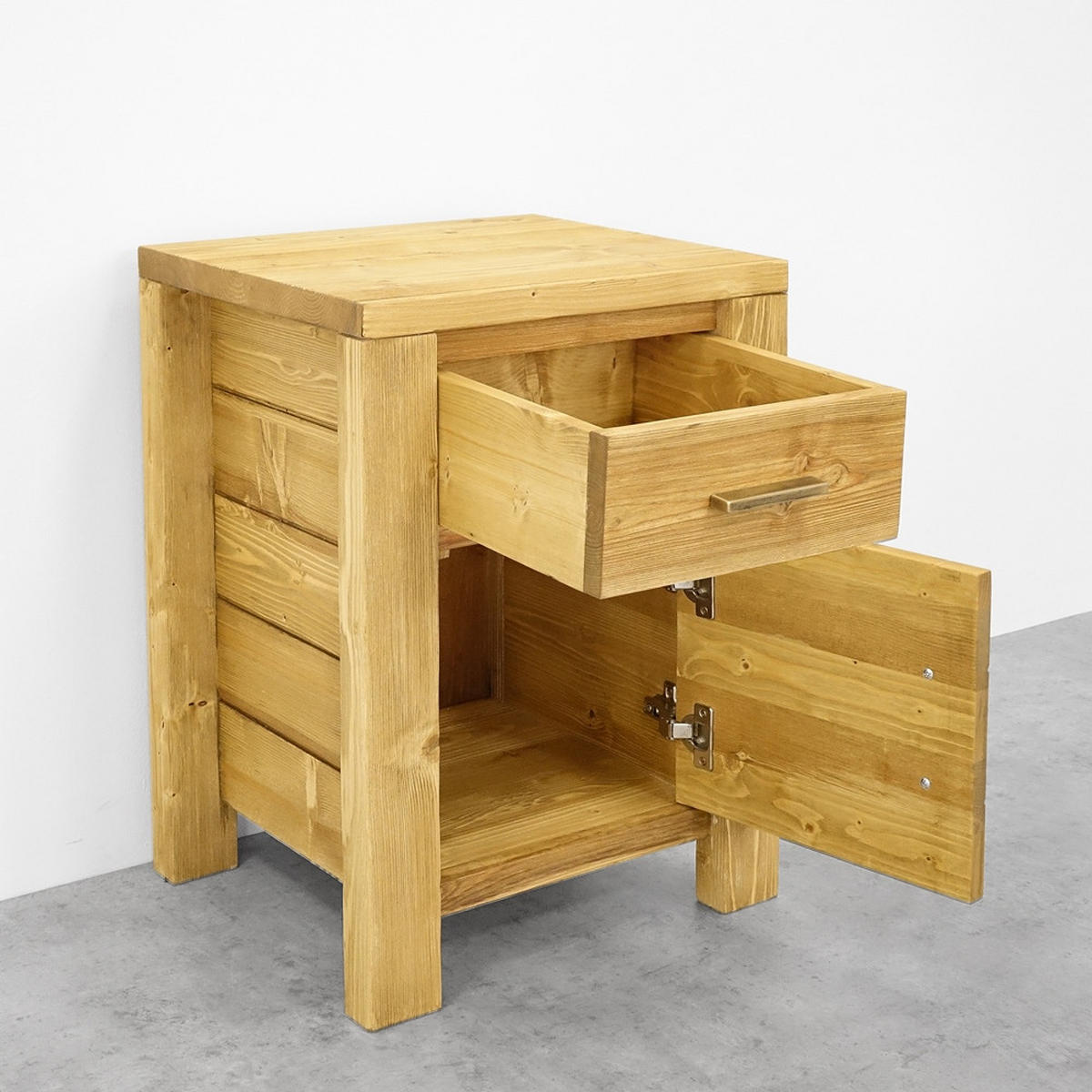 NACHTTISCH aus Massivholz MIDLAND - Honig, Holz (45/60/38cm) - Seart