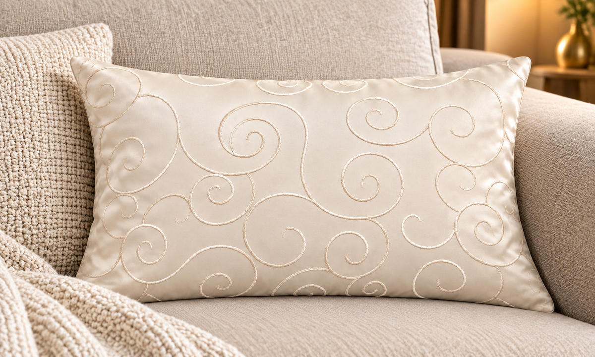 KISSENBEZUG 30x50 cm Champagner Damast Circle - Champagner, Textil (30/50cm) - TiborTex