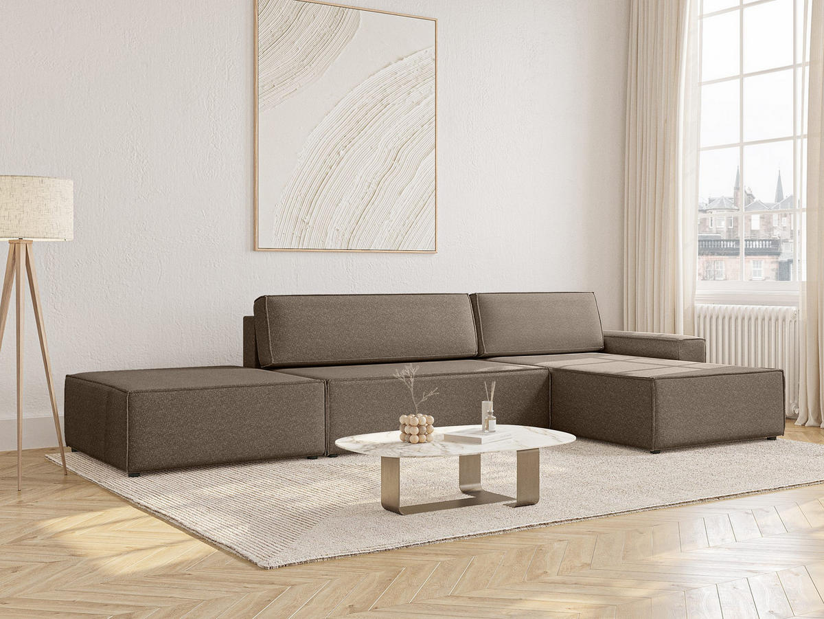 ECKSOFA Lummo La mit Schlaffunktion, Braun - Braun, Textil (363/185cm) - Fedve