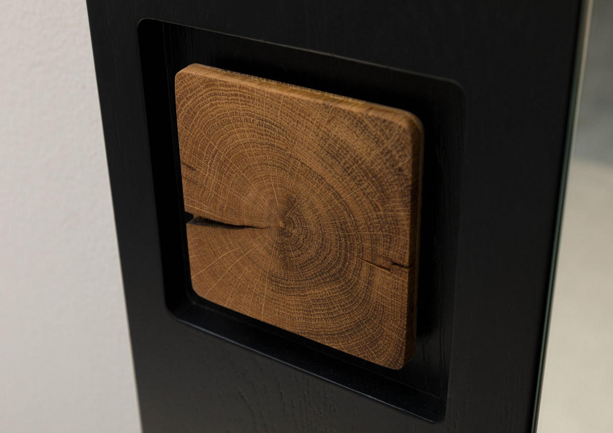 WANDSPIEGEL mit Ablage Wildeiche 110x14x71 natur lackiert / geölt KITZBÜHEL #138 - Braun, Holz (110/71/14cm) - Massivmoebel24