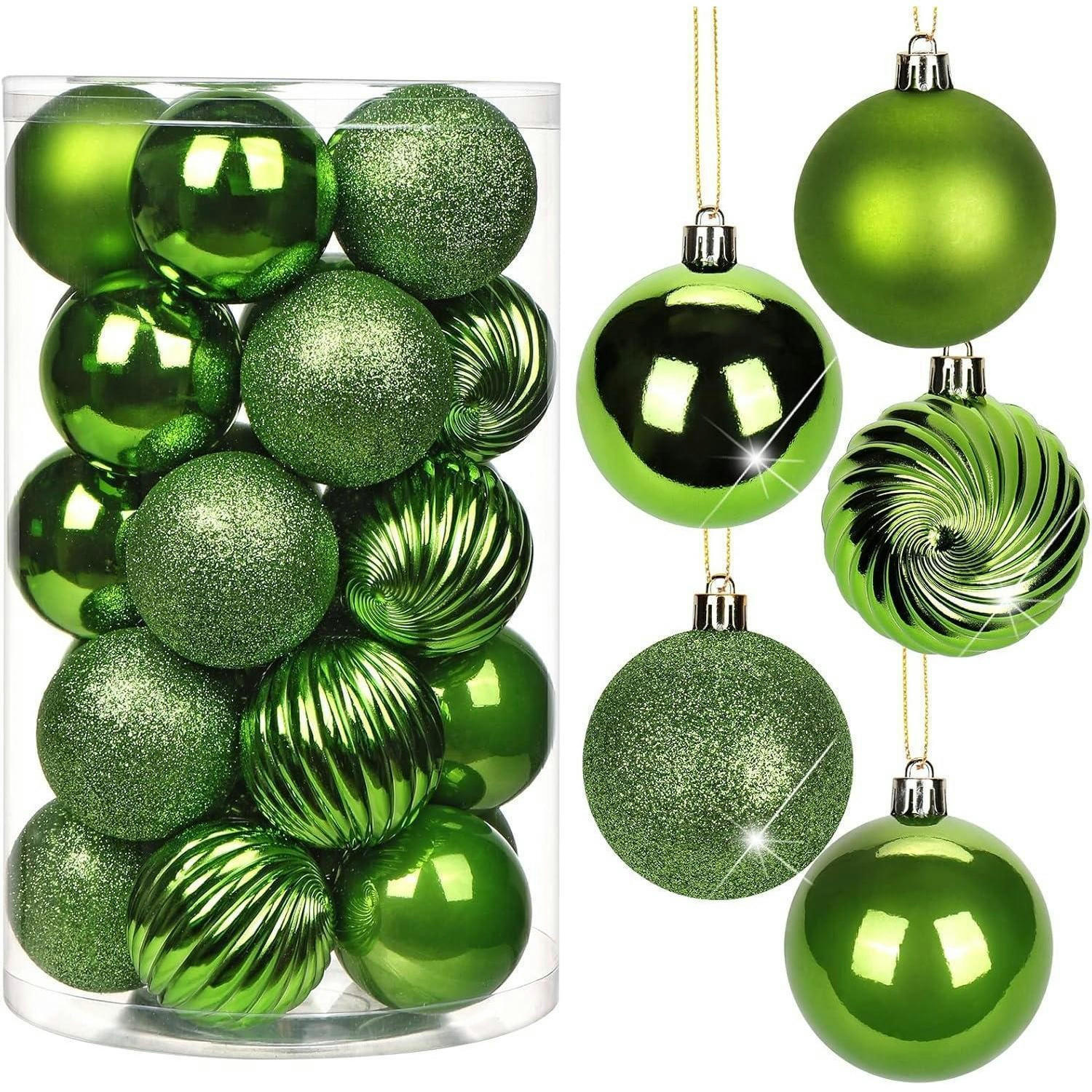 WEIHNACHTSKUGELN 25 Stück 6 cm bruchsicher Kunststoff Grün - Grün, Kunststoff (6/6/6cm)