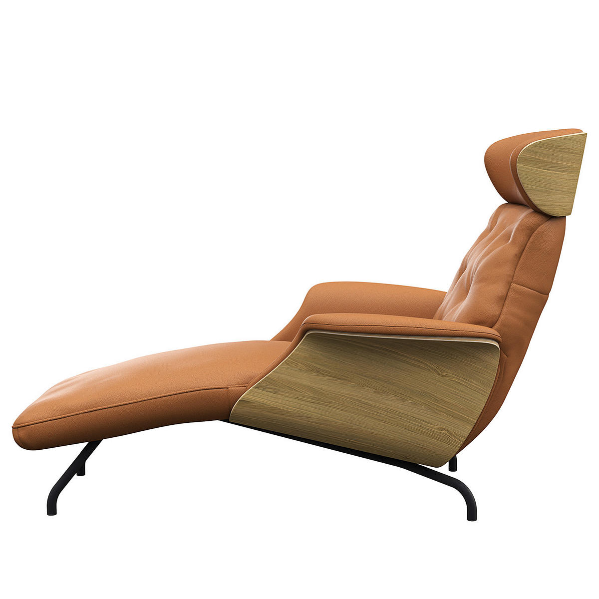 RELAXLIEGE - Echtleder - Cognac/Schwarz, Leder/Metall (83/103/147cm) - home24