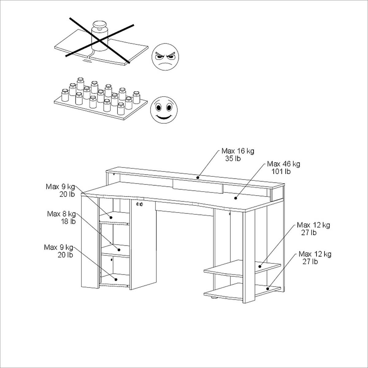 GAMINGTISCH Eiche, schwarz 152 cm, Gamer Schreibtisch inklusive LED mit Farbwechsel - Eichefarben/Schwarz, Holzwerkstoff/Metall (62/152/88cm) - Parisot Meuble