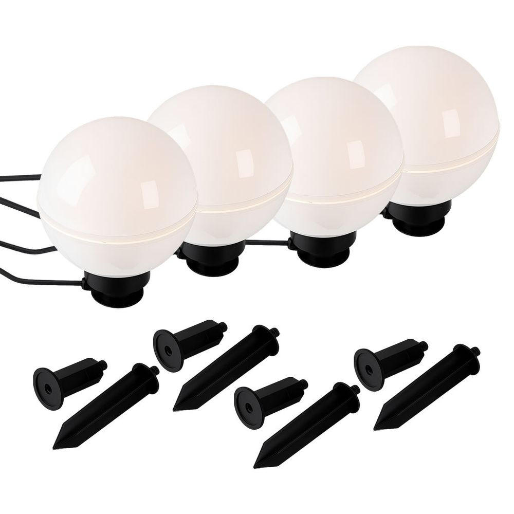 AUSSENLEUCHTE Kugel Weiß mit Erdspieß 4er Set - Weiß, Kunststoff (20/20/51cm)