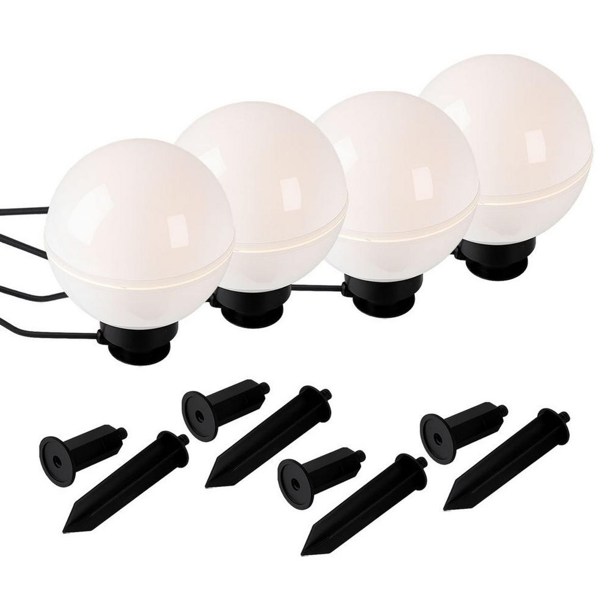 AUSSENLEUCHTE Kugel Weiß mit Erdspieß 4er Set - Weiß, Kunststoff (20/20/51cm)