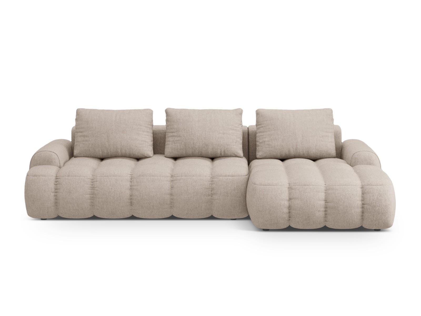AUSKLAPPBARES-ECKSOFA rechts mit Container Linz aus strukturiertem Stoff sandfarben 3 Sitzplätze - Sandfarben, Textil (142/275cm) - Cosmopolitan Design
