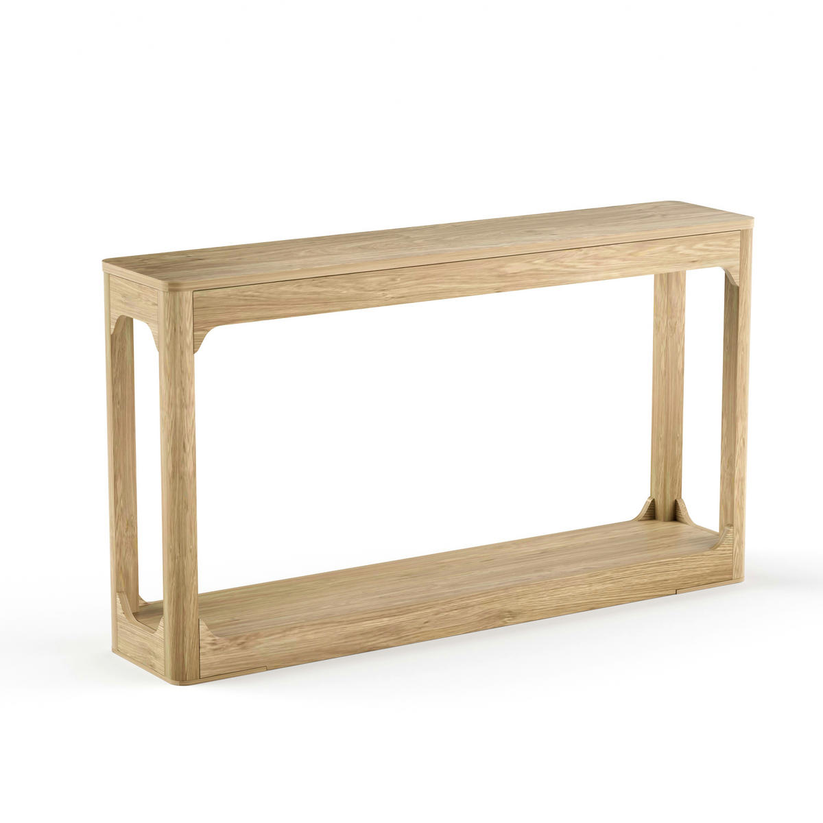 KONSOLENTISCH geschwungen Naturholz 2 Ebenen 140 cm - Naturfarben, Holzwerkstoff (140/30/79cm)