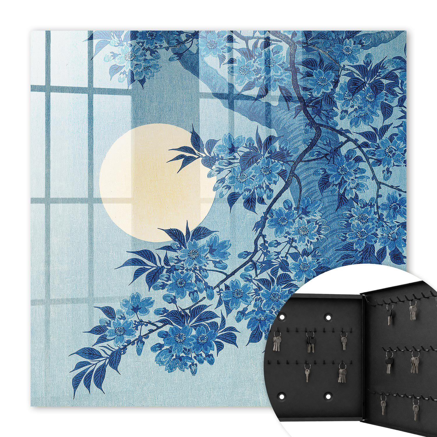 SCHLÜSSELBOX Schwarz 30x30 cm- Türöffnung nach rechts - Mondhelle Nacht - Blau, Metall (30/30/5cm) - TULUP