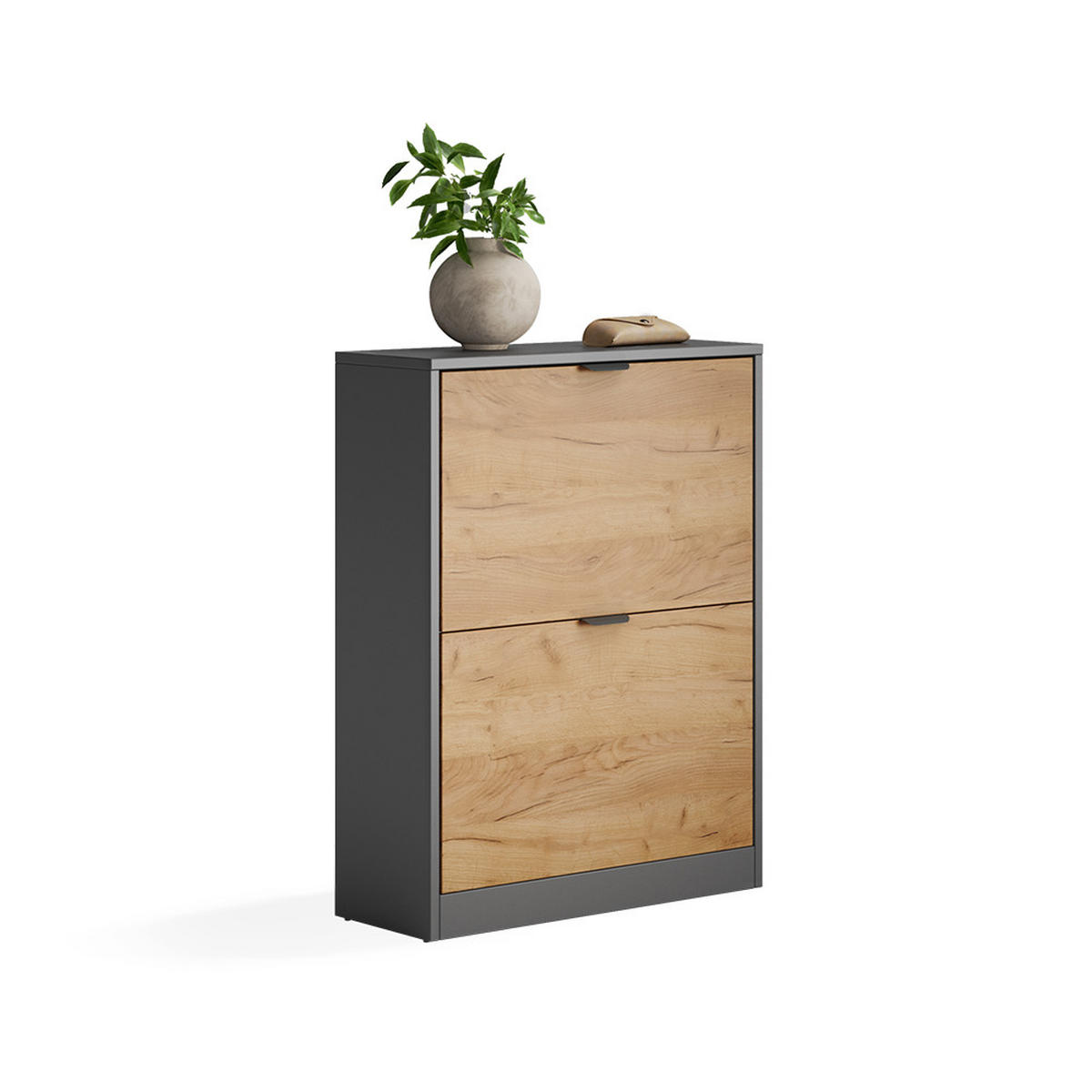 SCHUHKIPPER Gizmo, Goldkraft Eiche/Anthrazit, 59 x 77.6 cm mit 2 Fächern - Honigeiche/Anthrazit, Holzwerkstoff (59/77.6/22cm) - Vicco