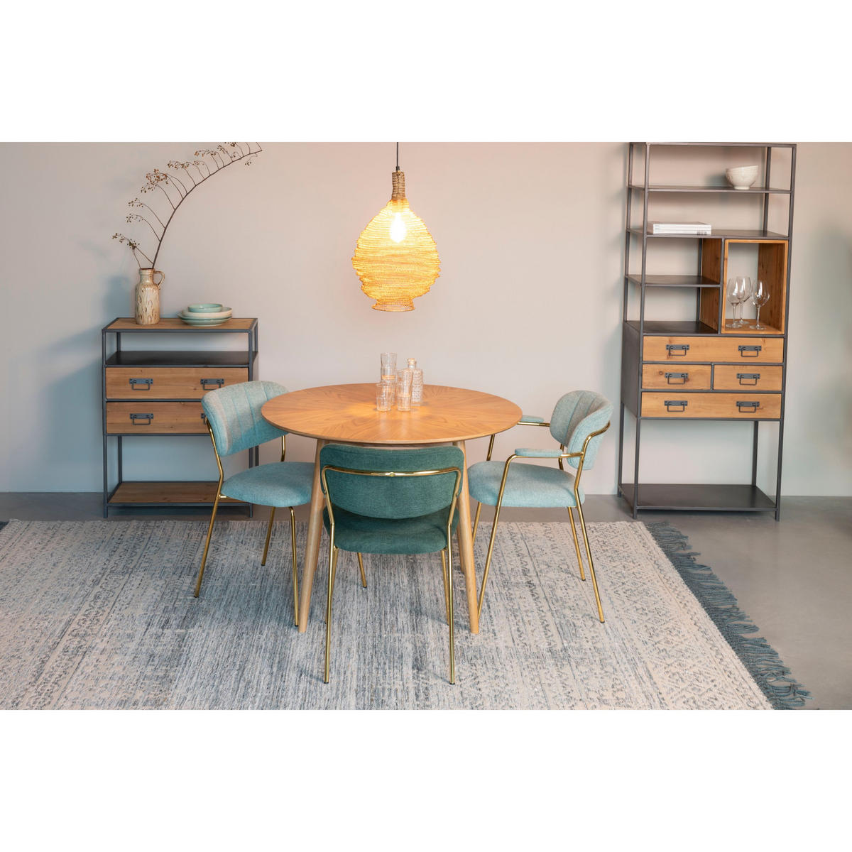 ESSZIMMERSTUHL Jolien Gold/ Hellgrün - 2 er Set - Mintgrün, Textil (48/77/56cm) - Housecraft Living