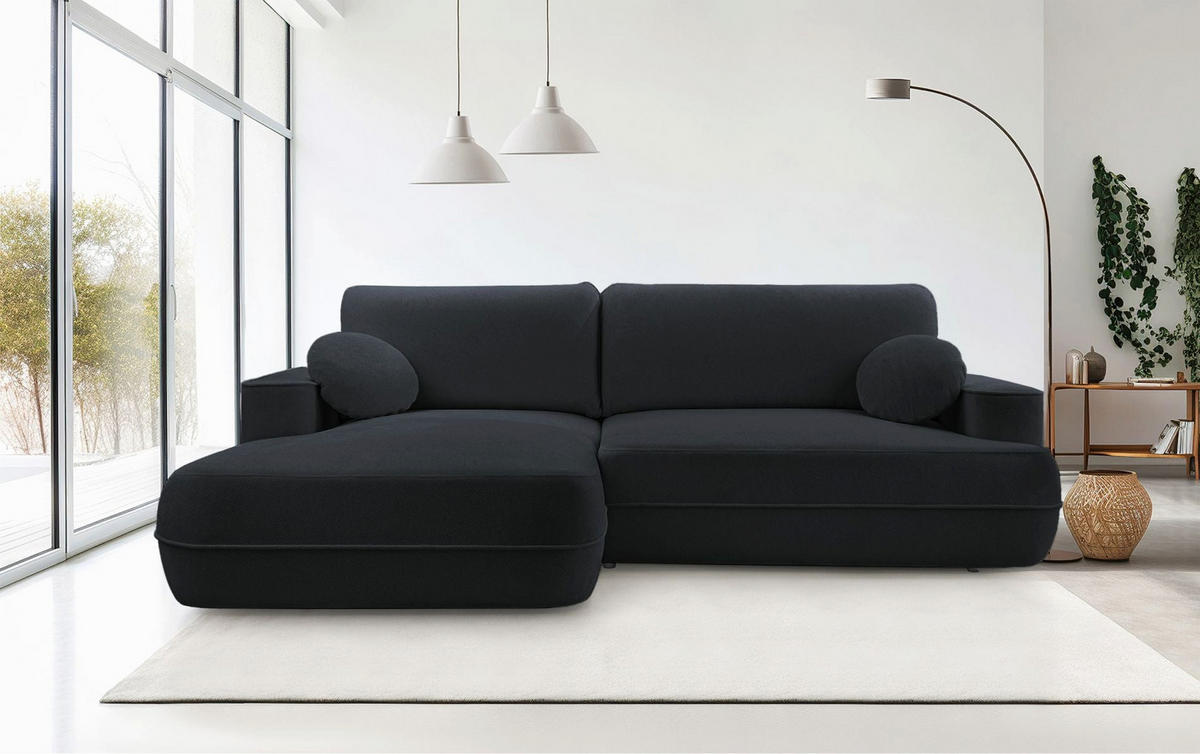 ECKSOFA Fuerro Schwarz Strukturstoff - Schwarz, Kunststoff/Textil (260/168cm) - Selsey