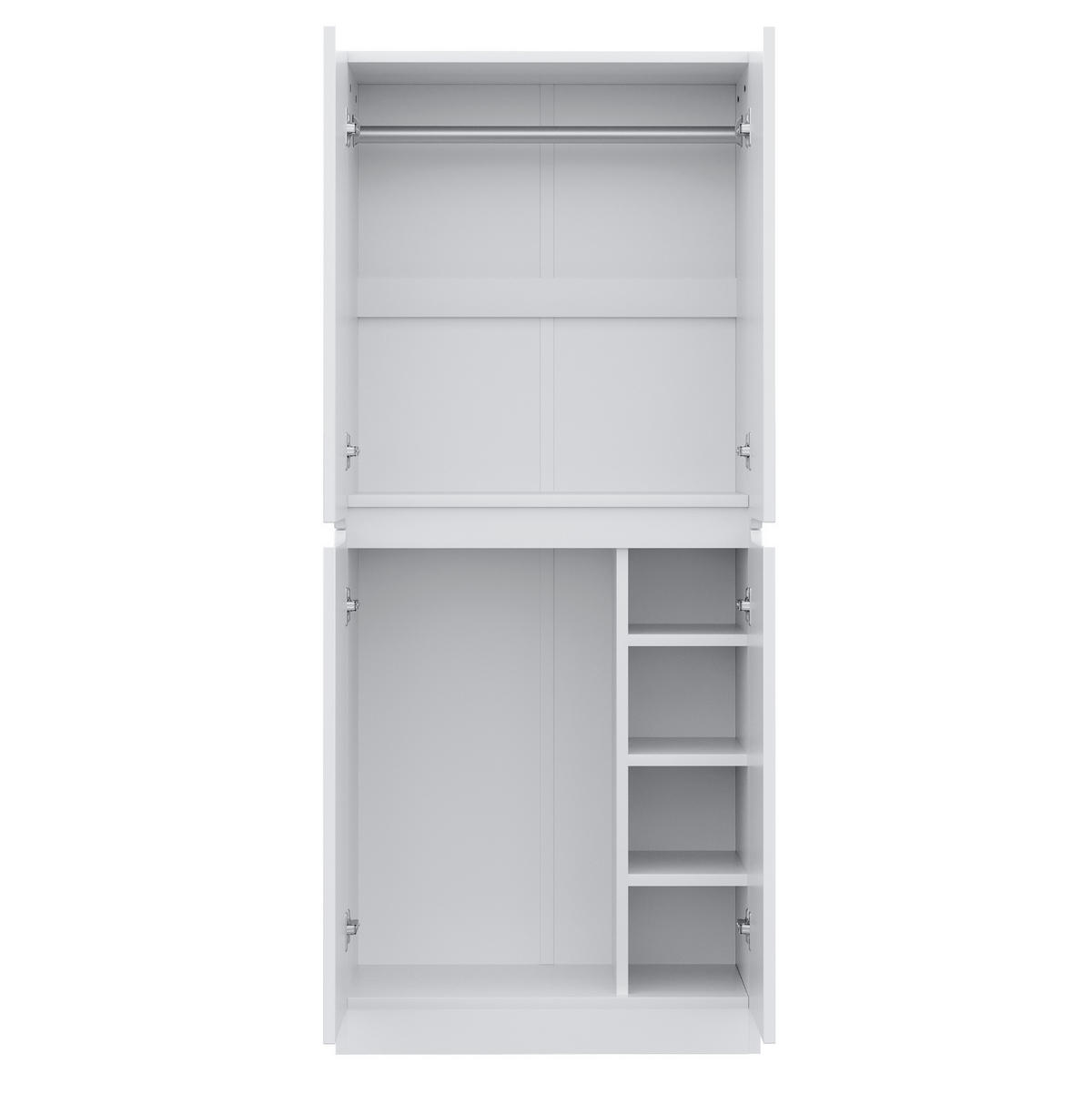 KLEIDERSCHRANK 70 x 40 x 170 cm aus Holz mit Doppeltür, Weiß - Weiß, Holz (40/170/70cm) - OKMYHOME