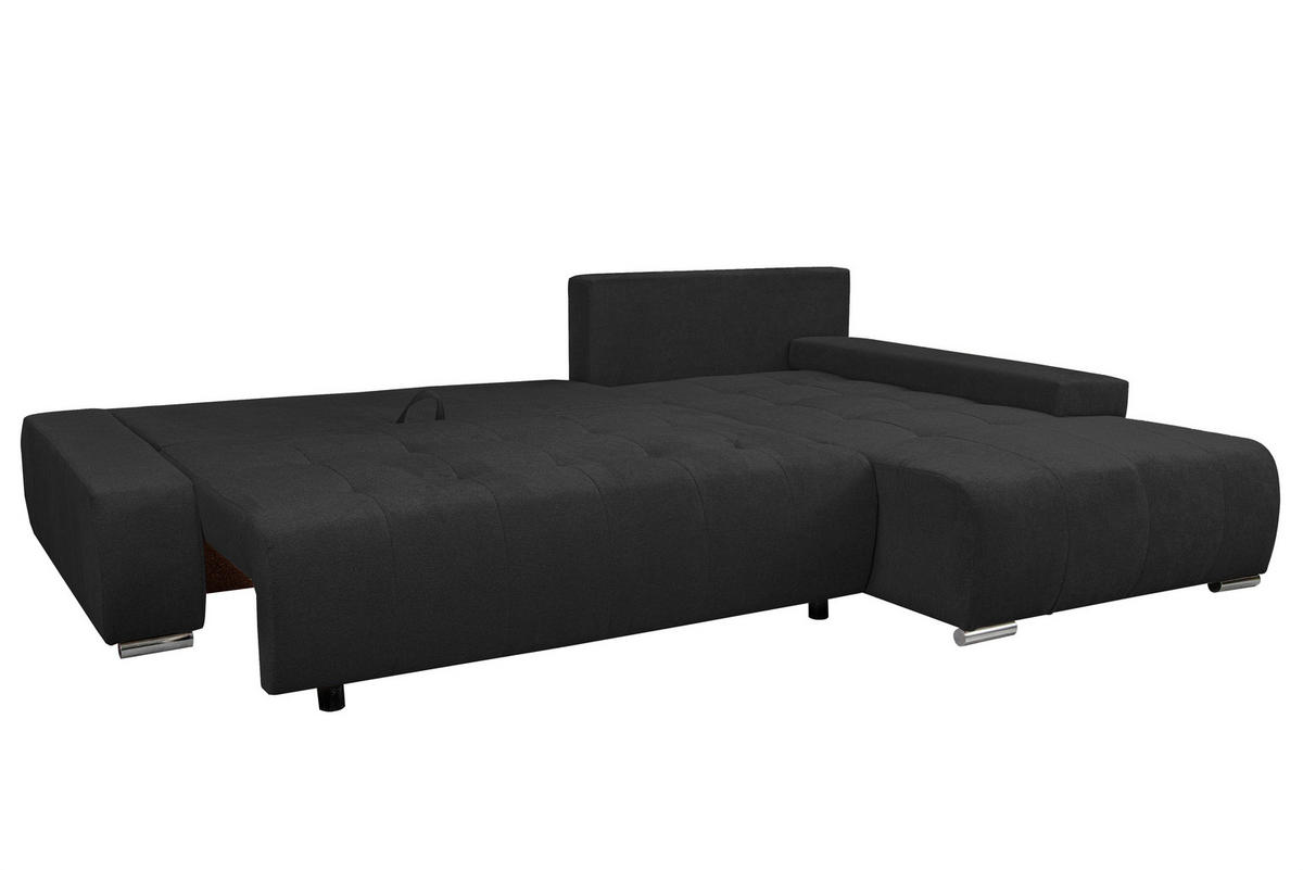 ECKSOFA Bloom mit Bettkasten und Schlaffunktion L-Form - Dunkelgrau, Textil (267/185cm)