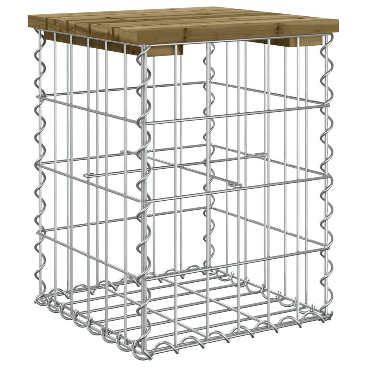 GARTENBANK Gabionen BIKS aus Stahl | 33x31x42cm Kiefernholz Braun - Braun, Metall (33/42/31cm) - DELUKE