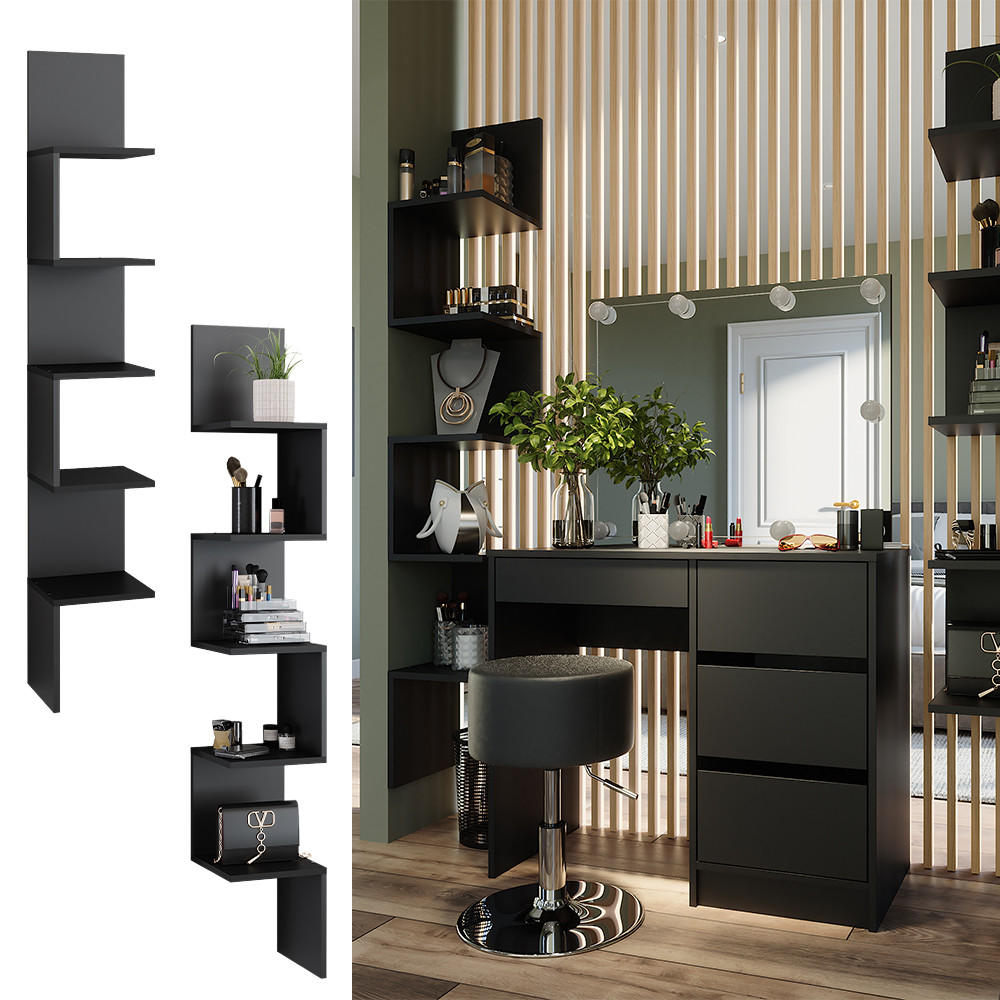 ECKREGAL Paolo Schwarz 28 x 175.4 cm 2er Set - Schwarz, Holzwerkstoff (28/175.4/28cm) - Vicco