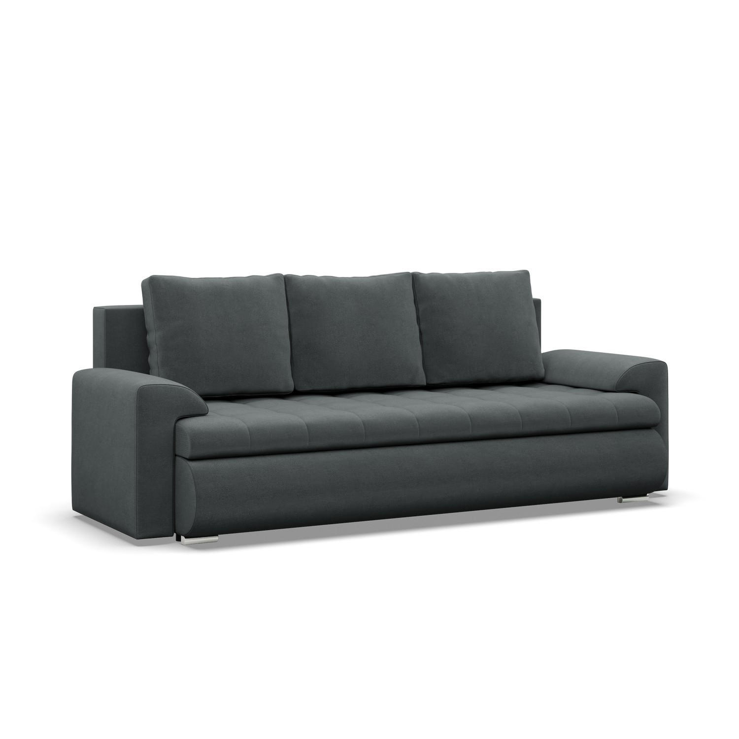 SOFA 3-SITZER MIT SCHLAFFUNKTION FORESTA, Dunkelgrau - Dunkelgrau, Textil (222/92/96cm)