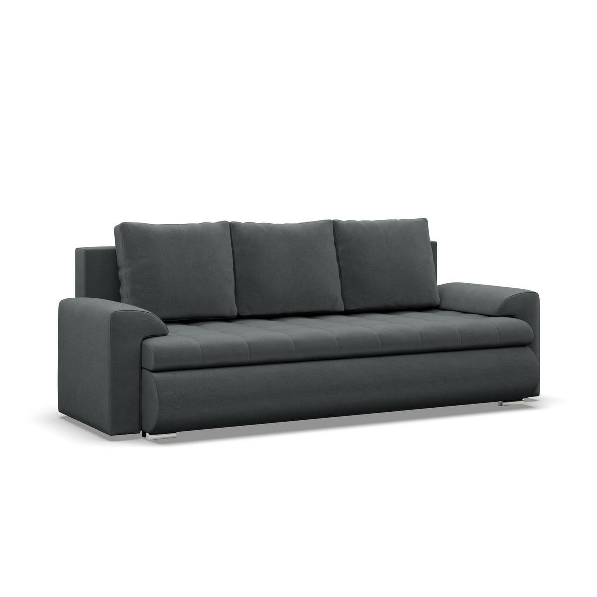 SOFA 3-SITZER MIT SCHLAFFUNKTION FORESTA, Dunkelgrau - Dunkelgrau, Textil (222/92/96cm)