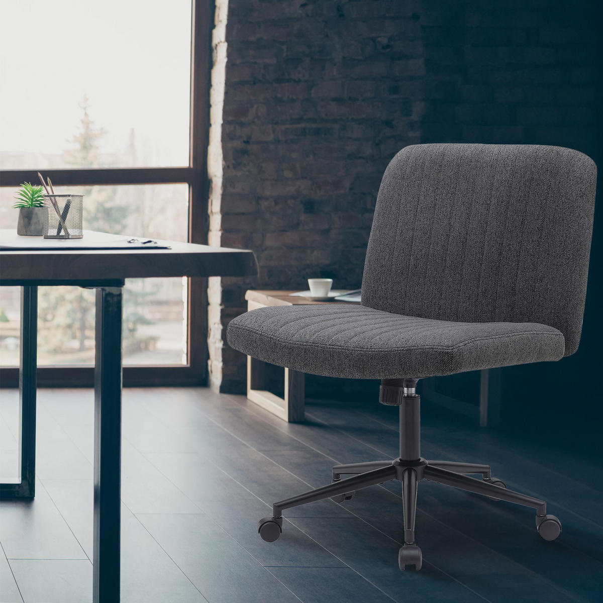 BÜROSTUHL Lynox Stoff dunkelgrau - Dunkelgrau/Schwarz, Metall (62/98/65cm) - TPFLiving