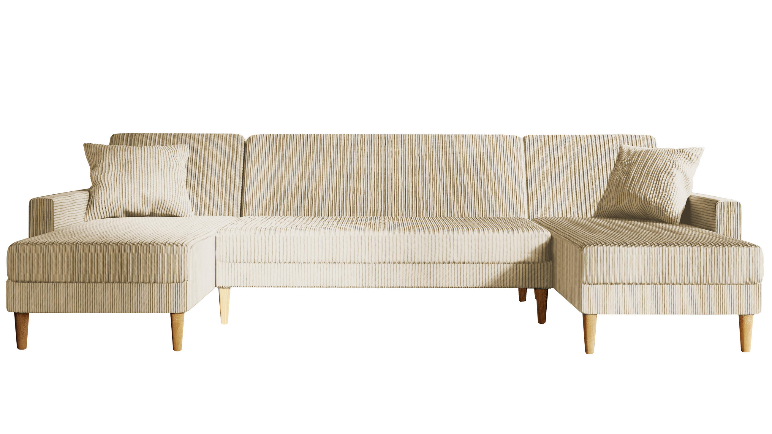ECKSOFA mit Schlaffunktion U-Form, Beige - Beige, Holzwerkstoff/Textil (330/134cm) - Idohome