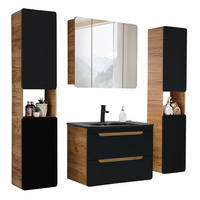 BADMÖBEL-SET 4-TLG. New-luton - Anthrazit, Holzwerkstoff (180/200/46cm) - Lomado