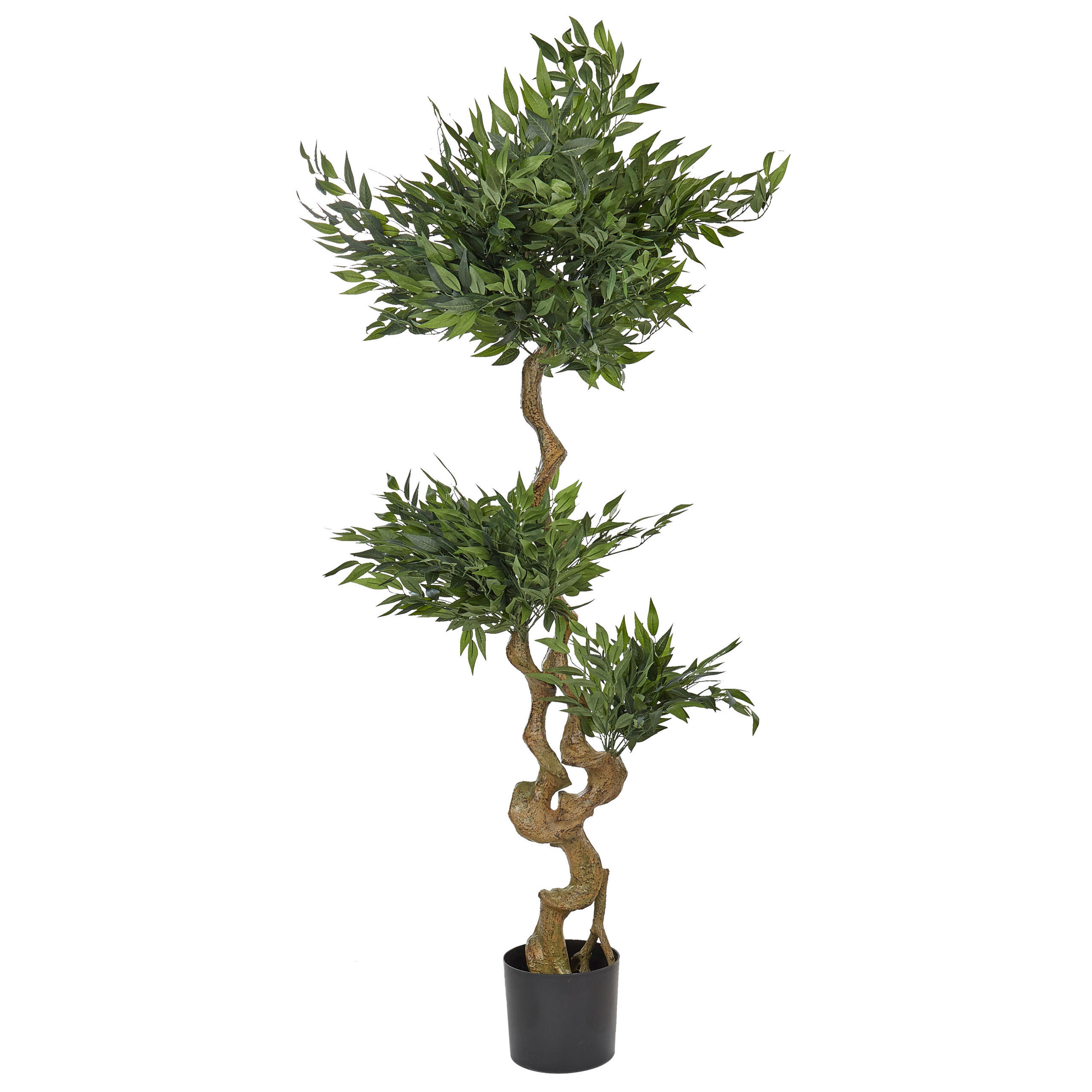 KUNSTPFLANZE im Blumentopf 166 cm Grün/Schwarz Ruscus Tree - Schwarz/Grün, Kunststoff (166cm) - Beliani