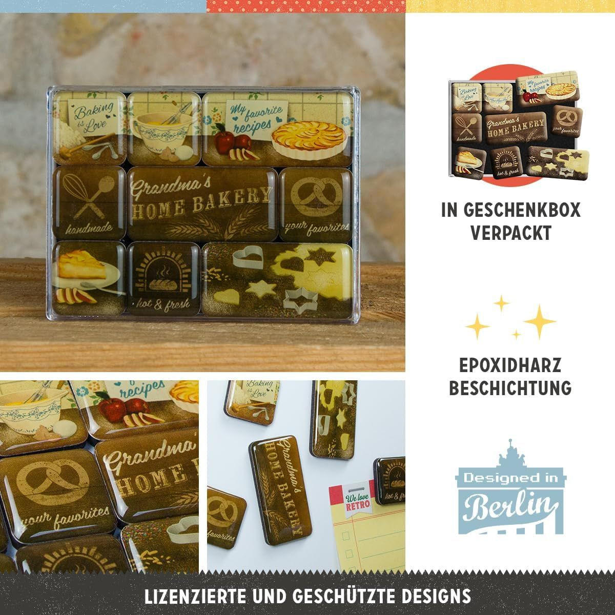 MAGNETSET 9-teilig Home Bakery - Multicolor, Metall (9/7/2cm) - Nostalgic-Art