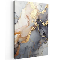 LEINWANDBILD Marmor - Schwarz - Gold - Weiß 40x60 cm - Dunkelgrau, Textil (40/60cm) - MuchoWow
