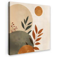 LEINWANDBILD Formen - Rund - Blätter - Beige 20x20 cm - Rostfarben, Textil (20/20cm) - MuchoWow