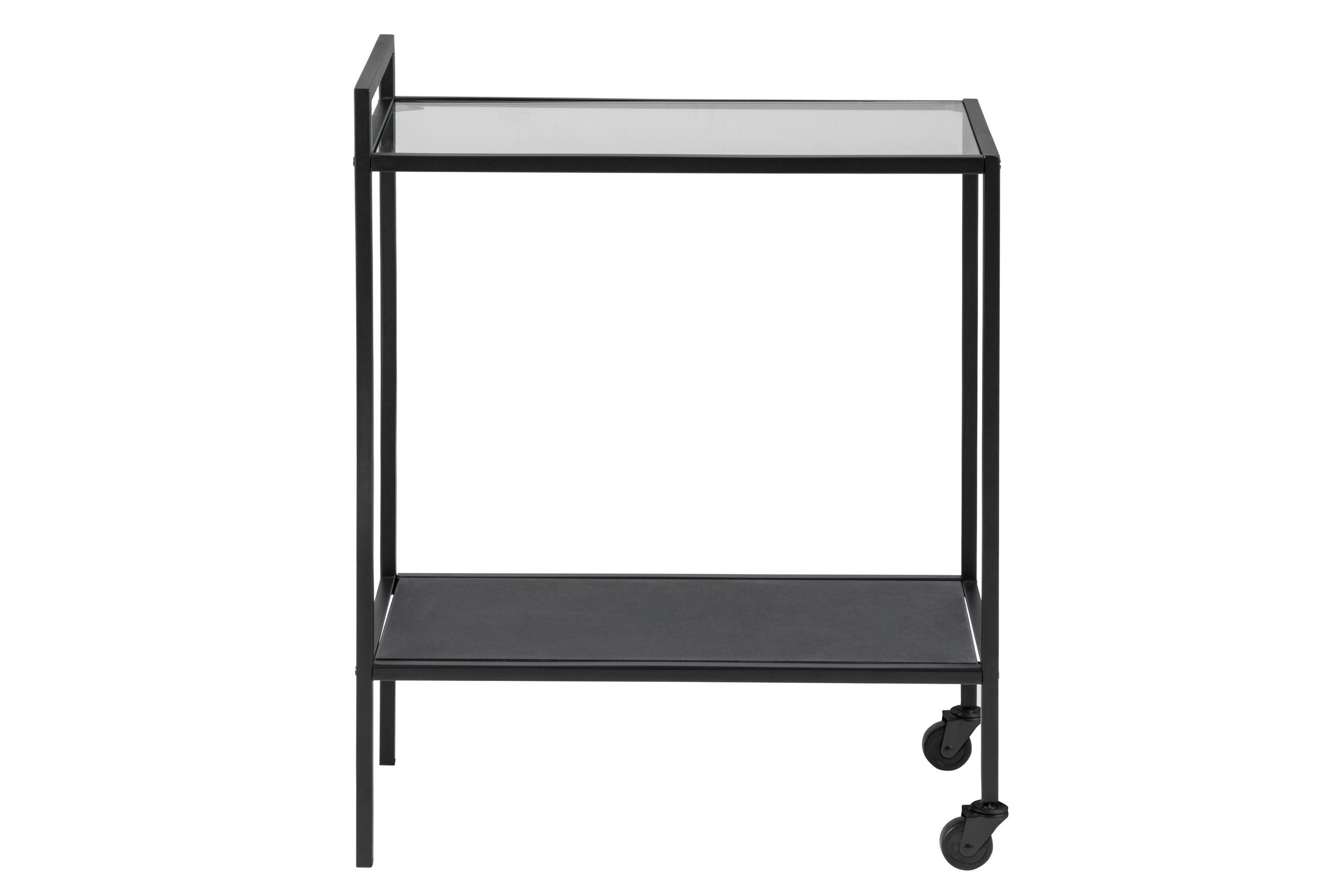 COUCHTISCH als Teewagen in klar Glas und schwarzen Metall - Weiß, Holzwerkstoff (30/60/75cm) - ebuy24