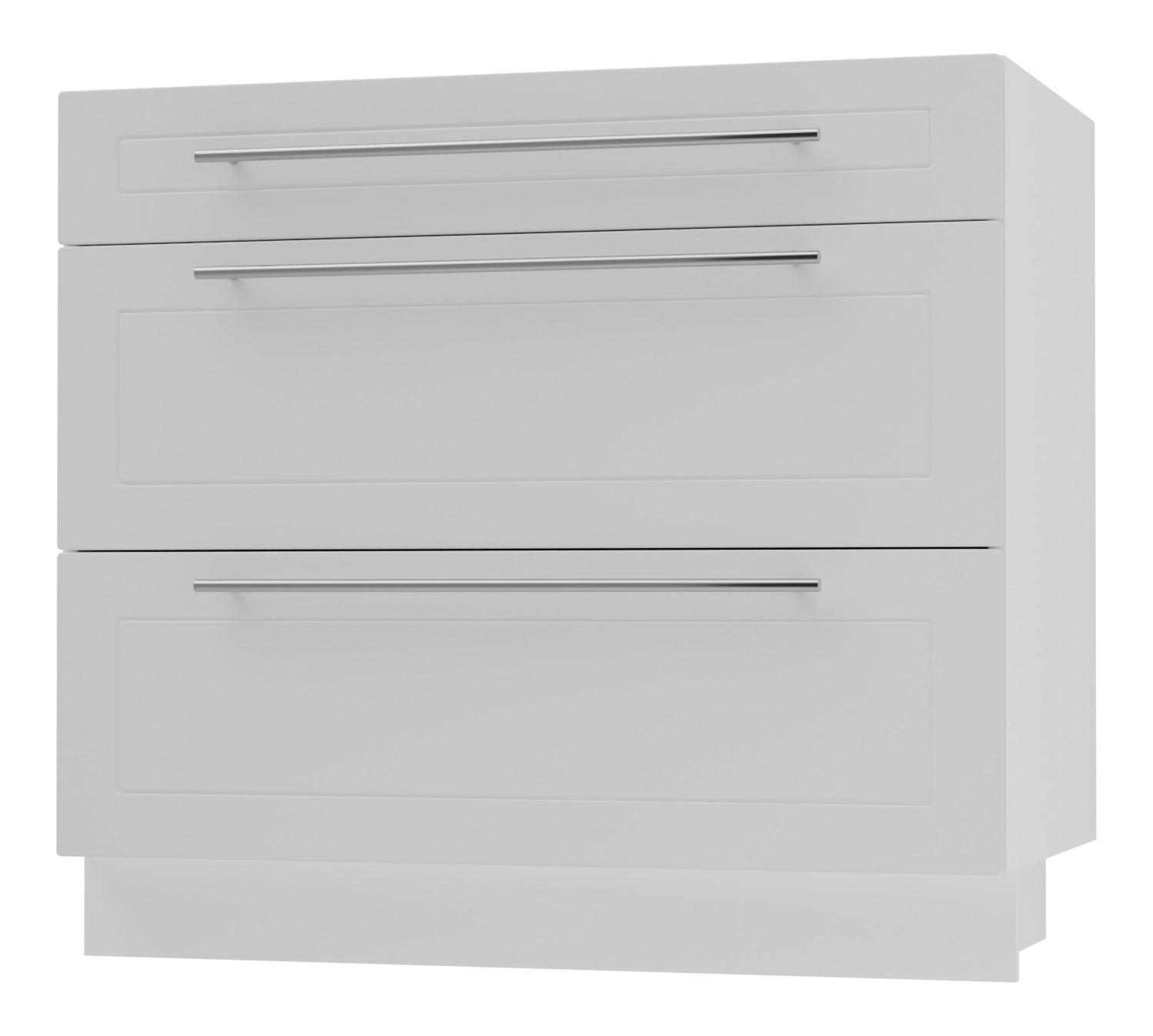 SCHUBLADENUNTERSCHRANK Kvantum D3A/90 90 / 50 / 82cm - Weiß, Holz/Holzwerkstoff (90/82/50cm) - Feldmann-Wohnen
