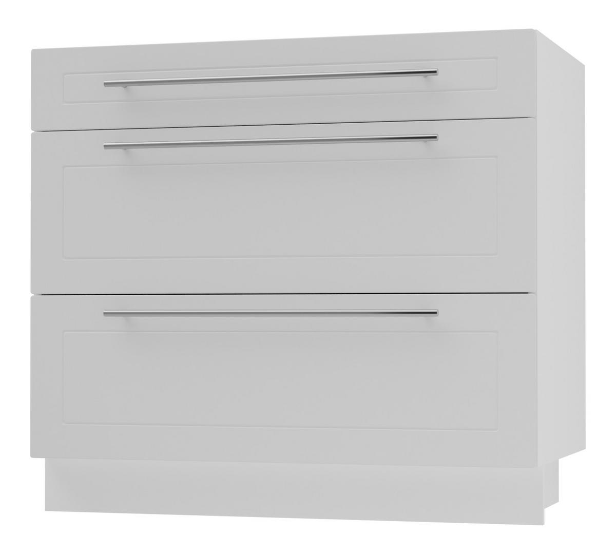 SCHUBLADENUNTERSCHRANK Kvantum D3A/90 90 / 50 / 82cm - Weiß, Holz/Holzwerkstoff (90/82/50cm) - Feldmann-Wohnen