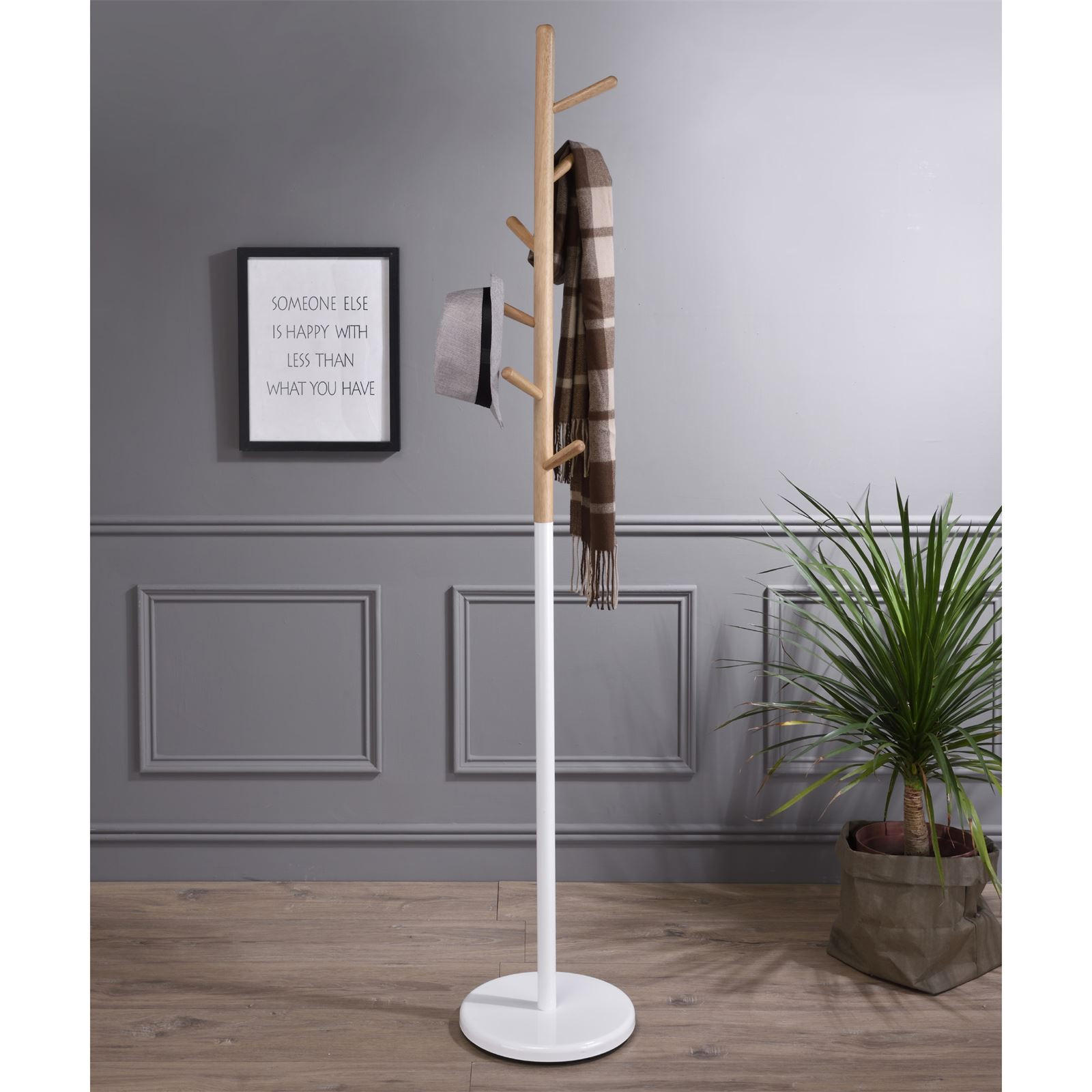 KLEIDERSTÄNDER ENRICO - Weiß/Naturfarben, Holz (28/171/28cm) - IDIMEX