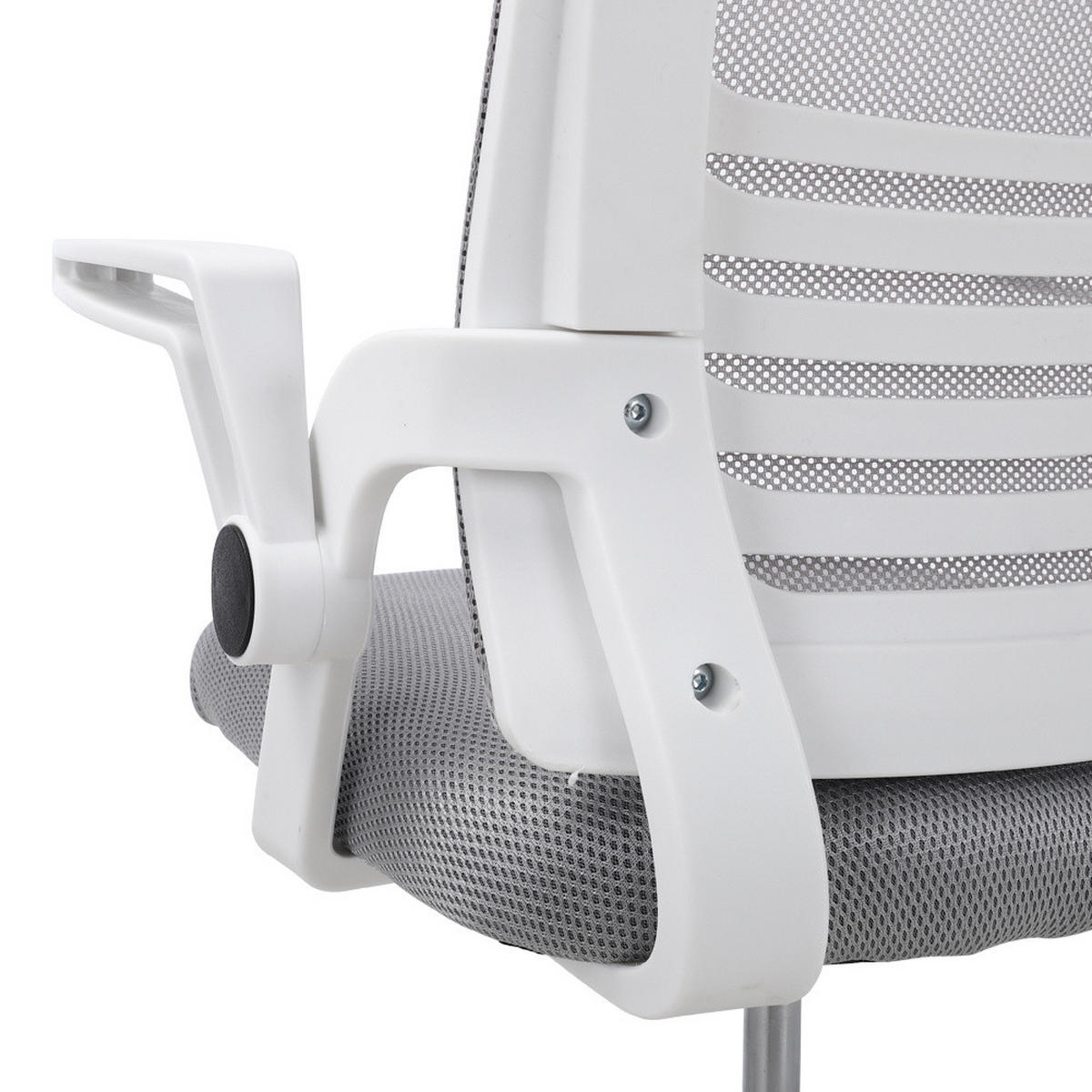 BÜROSTUHL in Grau mit Armlehnen und Drehfunktion Höhenverstellbarer Einfache Montage Ergonomische Form - Weiß/Grau, Kunststoff/Metall (60/101/45cm) - Livingandhome