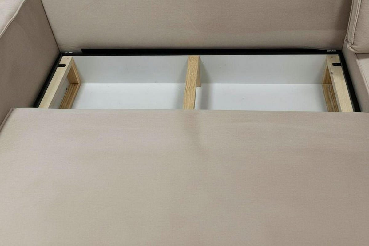 ECKSOFA RIO mit Schlaffunktion und Bettkasten, Farbe: Beige, Velourstoff, Ottomane Universal - Beige, Textil (249/142cm) - Marpur