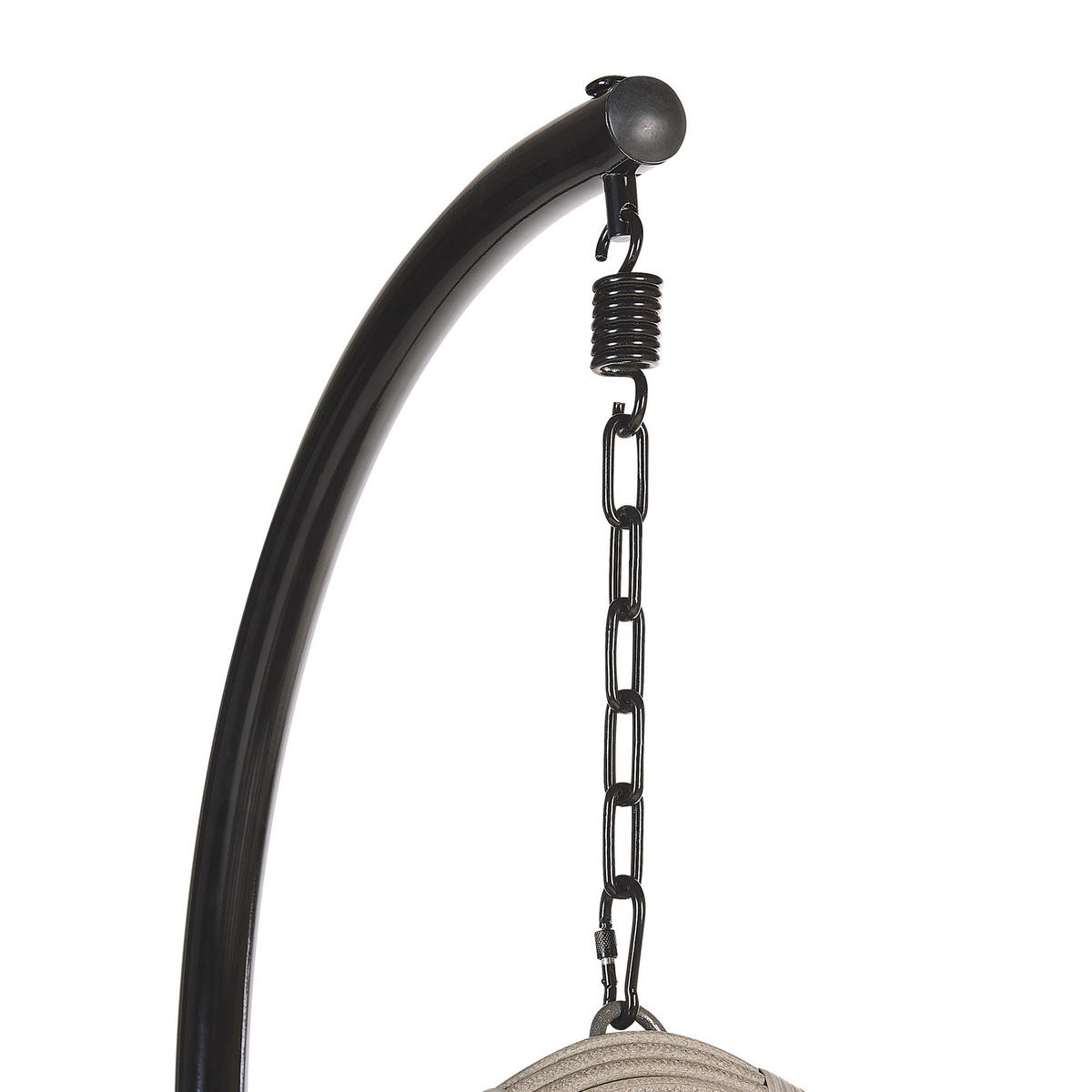 HÄNGESESSEL mit Gestell PE Rattan grau 97 cm Tollo - Grau, Kunststoff (106/199/97cm) - Beliani