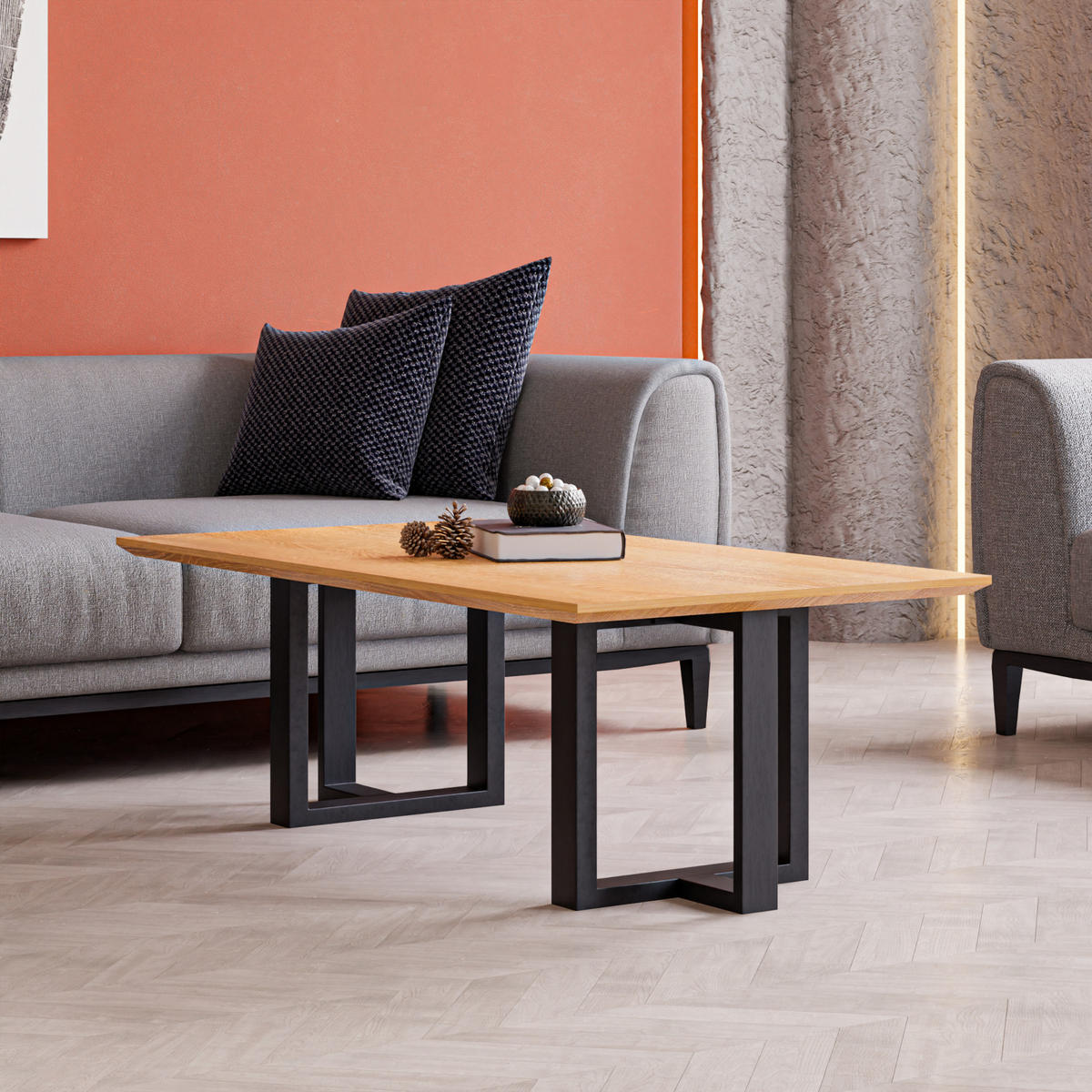 TISCHGESTELL-SET 2 TLG. Ashby - Schwarz, Metall (30/42/20cm) - [en.casa]