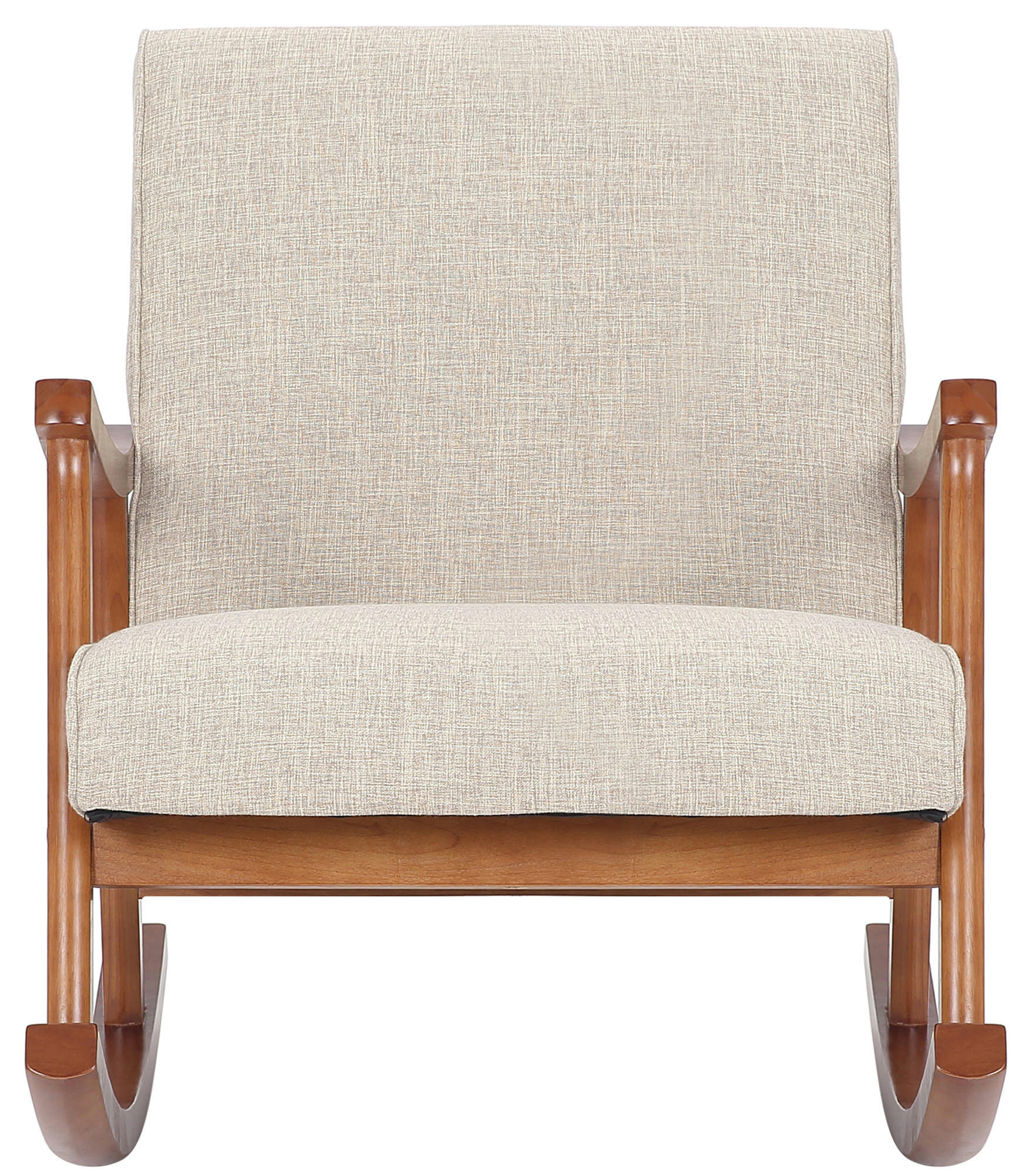 SCHAUKELSTUHL Morello Stoff, Gestell Kautschukhokz Walnuss Creme - Walnussfarben/Creme, Holz/Textil (67/82/92cm) - TPFLiving