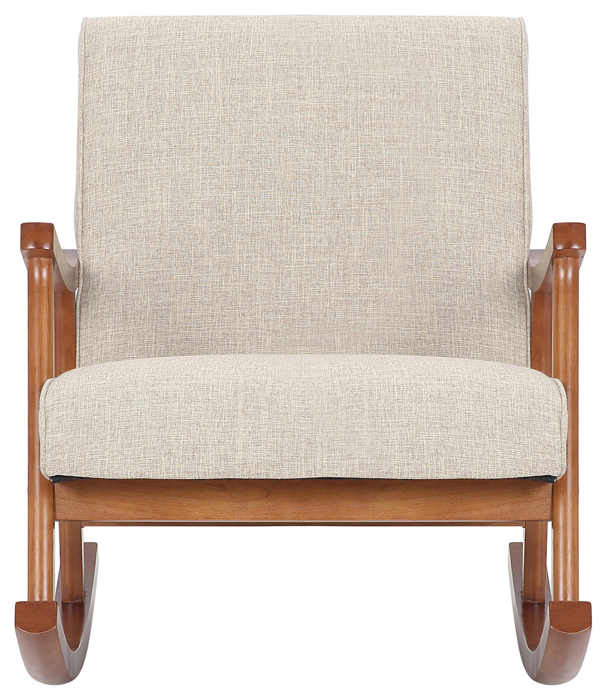 SCHAUKELSTUHL Morello Stoff, Gestell Kautschukhokz Walnuss Creme - Walnussfarben/Creme, Holz/Textil (67/82/92cm) - TPFLiving
