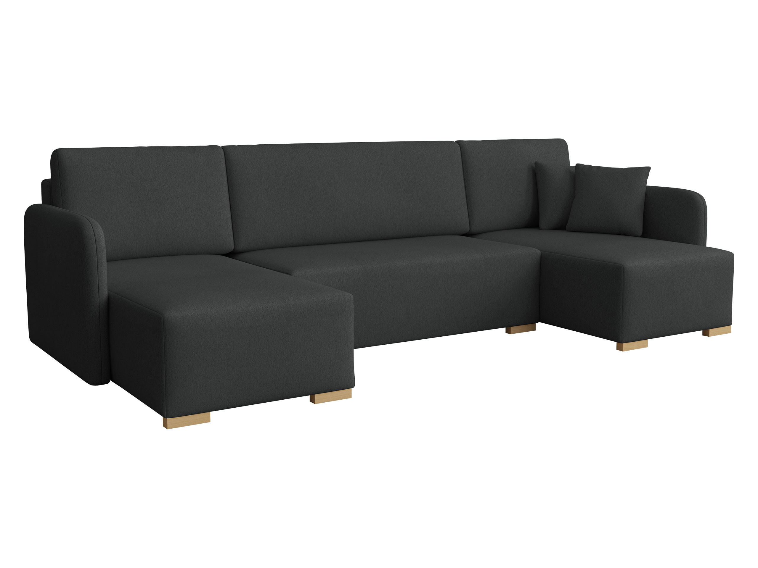 WOHNLANDSCHAFT Como U - Anthrazit/Naturfarben, Holz/Textil (292/85/140cm) - MIRJAN24